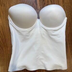 FELINA WHITE LONGLINE BRIDAL SIZE 36D  STRAPLESS UNDERWIRE #8704 BRA